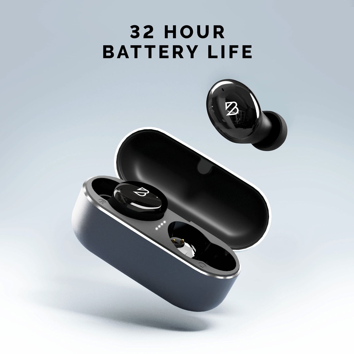 Tempo 30 Wireless Earbuds for Small Ears with Premium Sound, Comfortable Bluetooth Ear Buds for Women and Men, Black Earphones for Small Ear Canals with Mic, IPX7 Sweatproof, Long Battery, Loud Bass