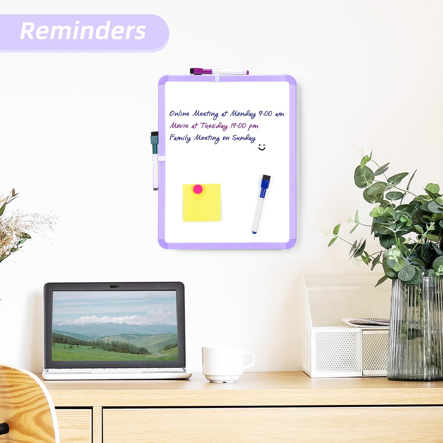 VUSIGN Magnetic Dry Erase Board, 14 x 11 Inches White Board, Purple