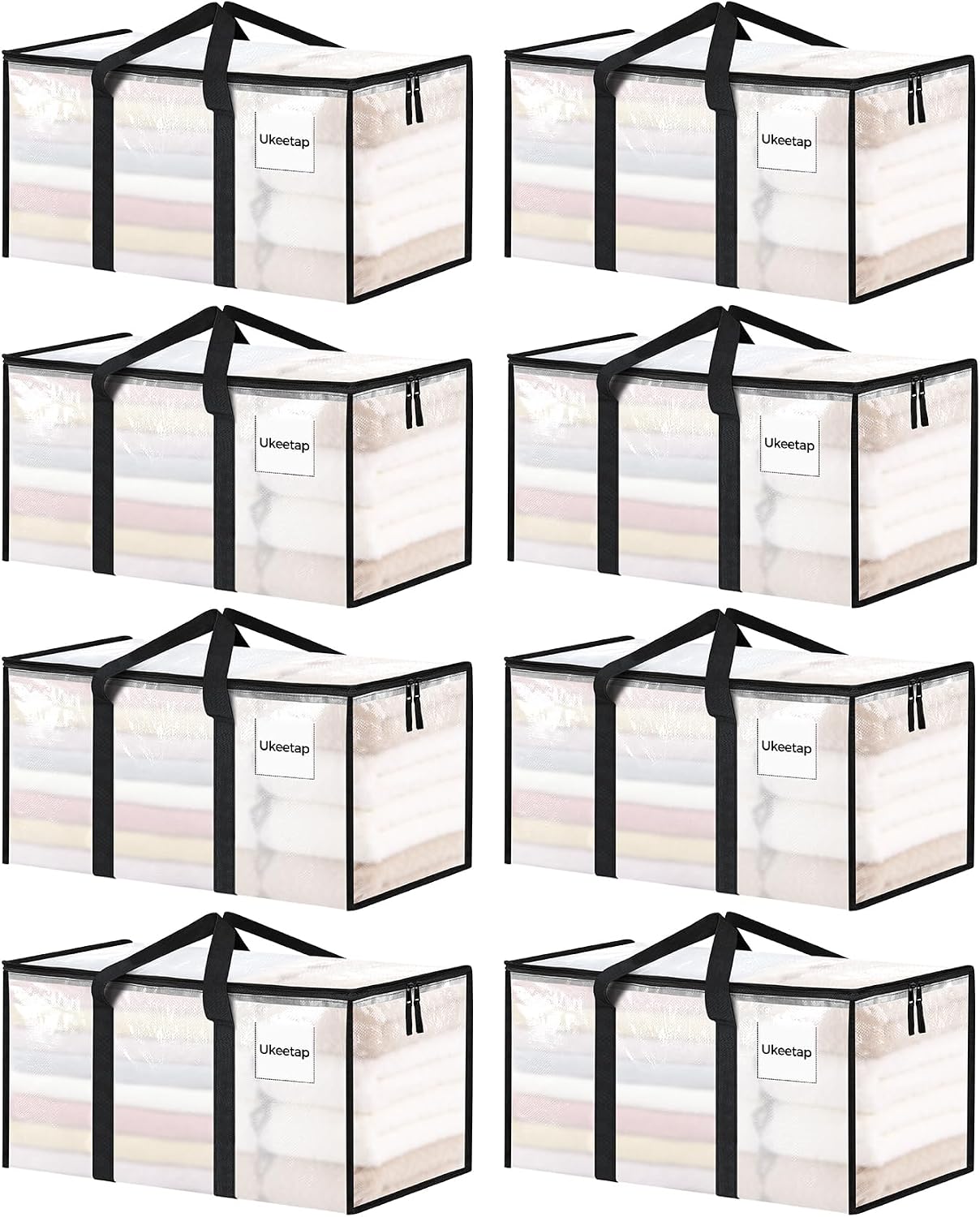 ukeetap 8 Pack Extra Large Clothes Storage Bins with Lids, Clear