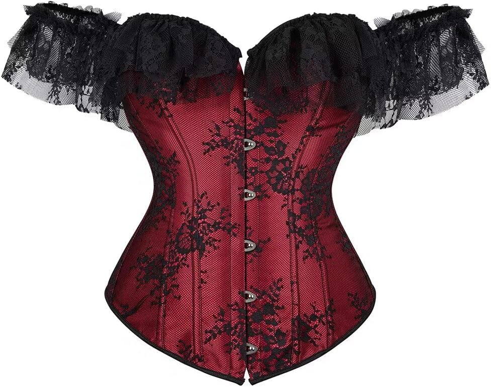 Jutrisujo Corset Dress Top for Women with Sleeves off the shoulder Lace Floral Costume Bridal Wedding