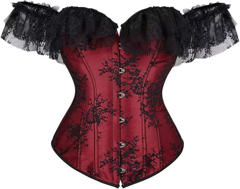 Jutrisujo Corset Dress Top for Women with Sleeves off the shoulder Lace Floral Costume Bridal Wedding