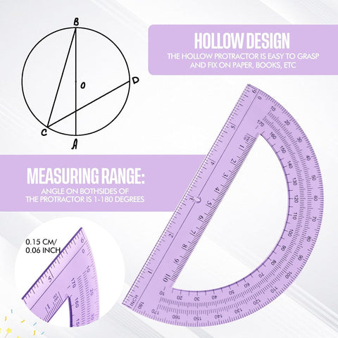 EBOOT Drawing Compass and 6 in Protractor Geometry Set, Purple