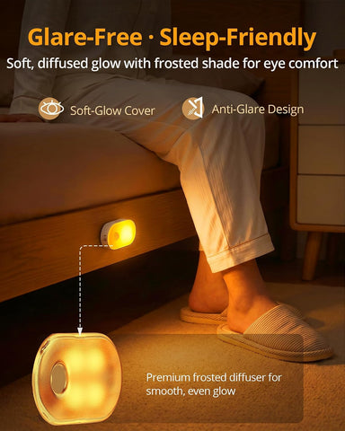 Lyridz Rechargeable Night Light with Motion Sensor, Dimmable Amber Nightlights for Bathroom, Bedroom, Kids Room, Hallway, Stairs, Pet House, 2 Pack