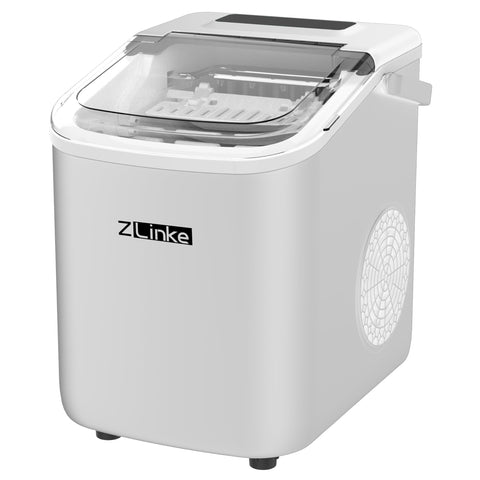 Countertop Ice Maker, Ice Maker Machine 6 Mins 9 Bullet Ice, 26.5lbs/24Hrs, Portable Ice Maker Machine with Self-Cleaning, Ice Scoop, and Basket （White）