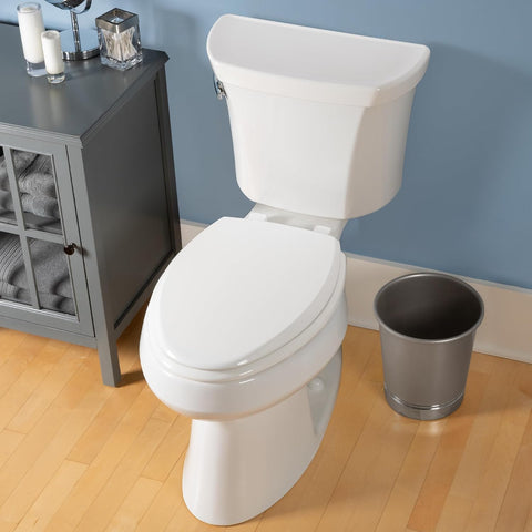 Mayfair Cassel slow close toilet seat, easy clean non-slip premium wood seat, install, made in USA, elongated, white