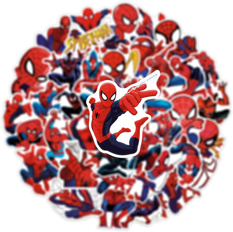 50Pcs Spiderman Sticker for Kids, Cool Superhero Cartoon Waterproof Vinyl Decal for Teen Girl Water Bottle Skateboard Notebook Phone Guitar Bike (Spider)