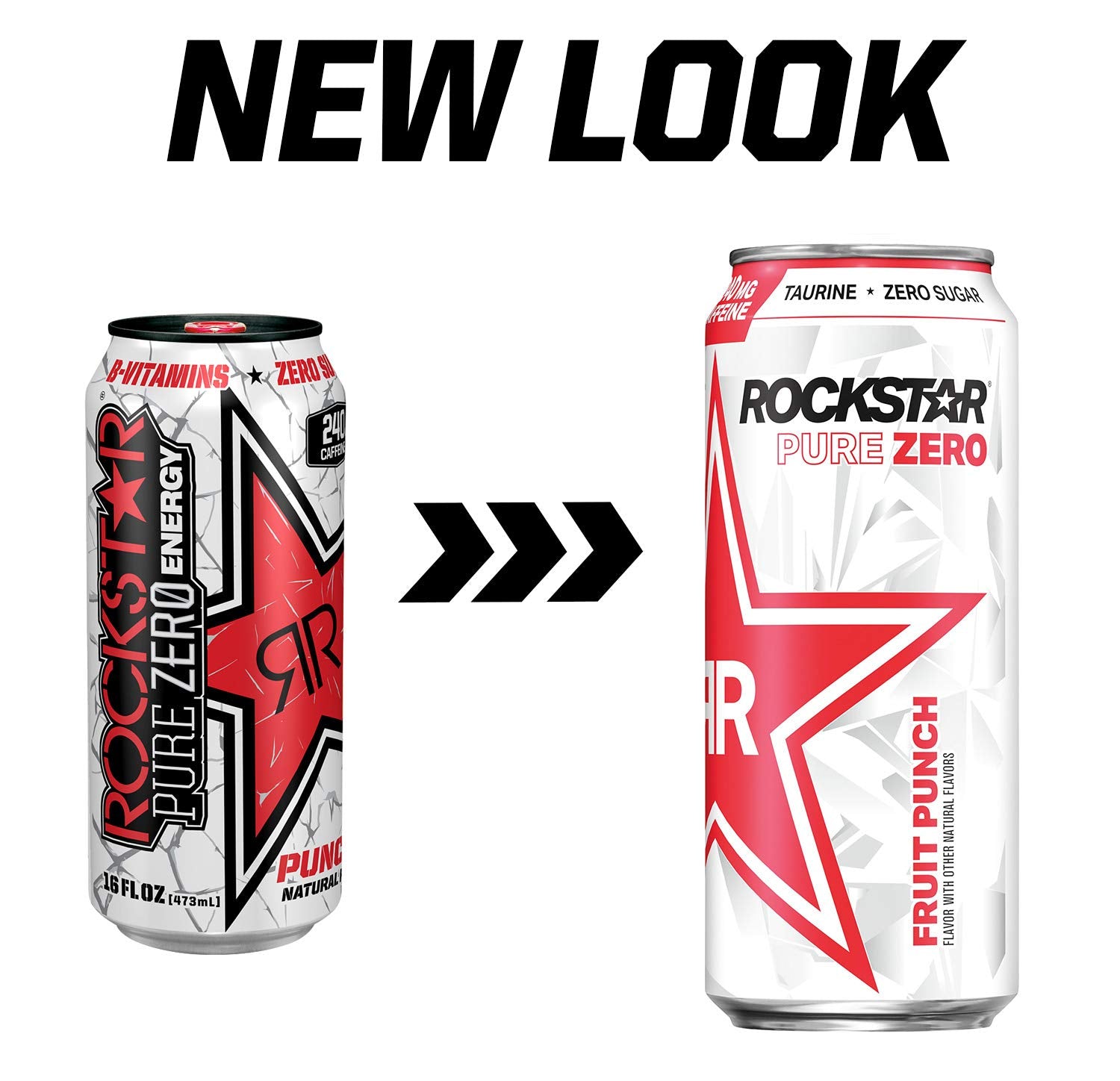 Rockstar Pure Zero Energy Drink, 0 sugar 0 calories, with Caffeine and Taurine, 16oz (Packaging May Vary), Punched, 384 Fl Oz (Pack of 24)