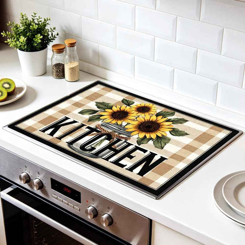 Farmhouse Sunflower Stove Top Cover 28x20 Inch Kitchen Decor Cover