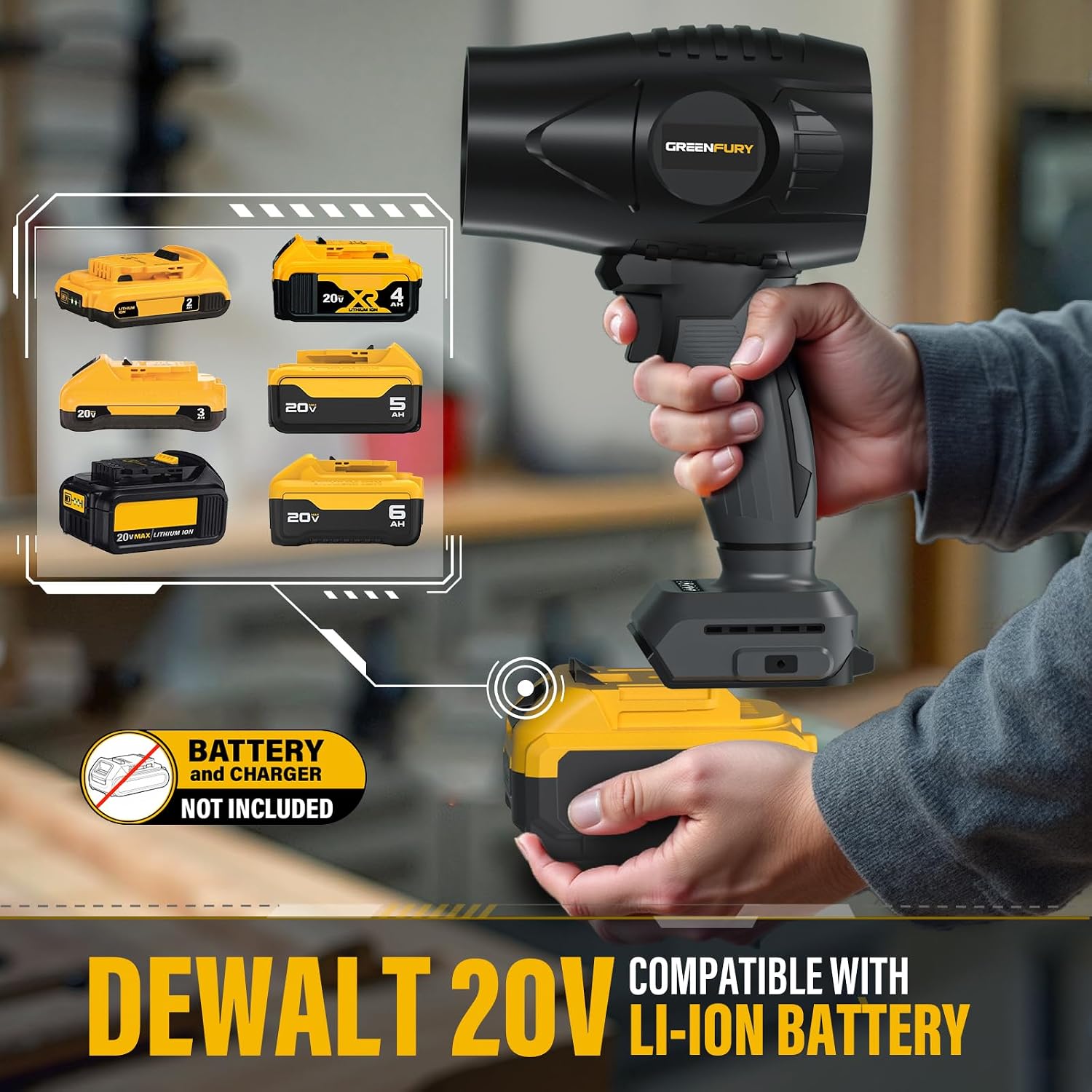 Cordless Leaf Blower Compatible with Dewalt 20V Max Battery (Tool Only)