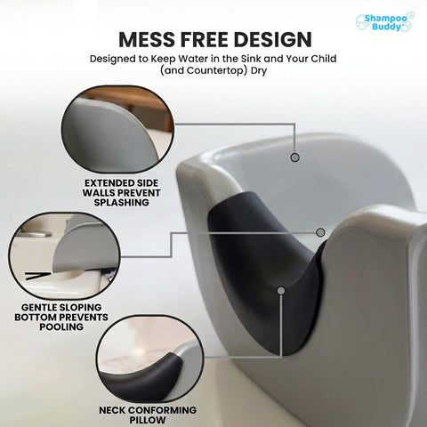 Shampoo Buddy Portable Hair Wash Basin for Kids, Toddlers & Teens, Grey