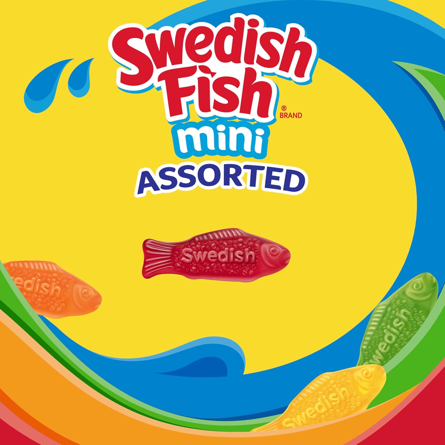 SWEDISH FISH Mini Assorted Soft & Chewy Gummy Candy, Family Size, 1.8 lb