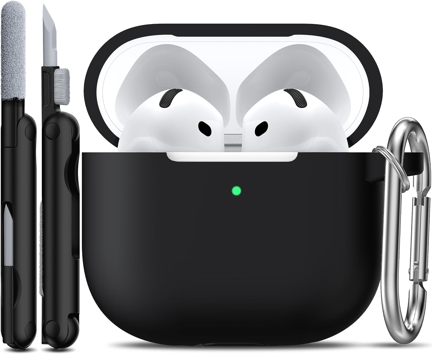 R-fun for AirPods 4 Case Silicone Cover, Black