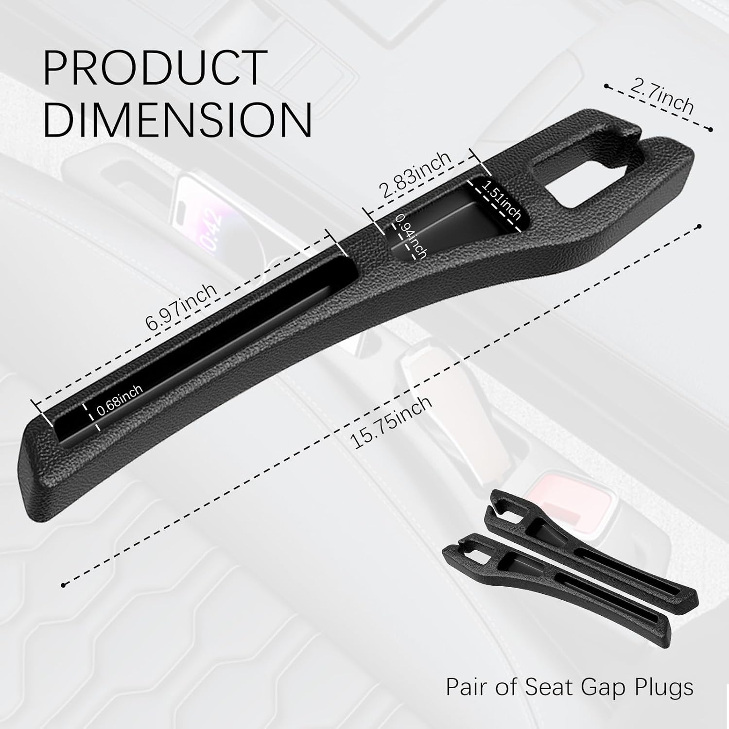 2PCS Car Seat Gap Filler Organizer,2 in 1 Car Gap Filler (Black)