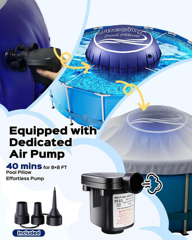Pool Pillows for Above Ground Pools – Round 12x12FT with Pump & Rope & Patch, Air Pillow & Balloon for Inground Swimming Pool, Winter Cover Pillow, 0.84mm Thick Closing & Winterizing Kit for Pool
