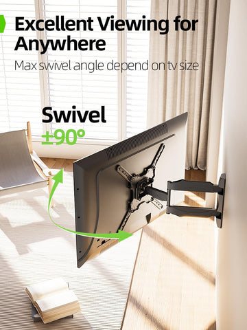 USX Mount TV Wall Mount for Most 26-60 Inch TVs up to 77 lbs, Full Motion Wall Mount TV Bracket with Swivel Tilt Single Stud Design for Corner, Max VESA 400x400mm fit Most 32 40 42 43 50 55 60 TVs