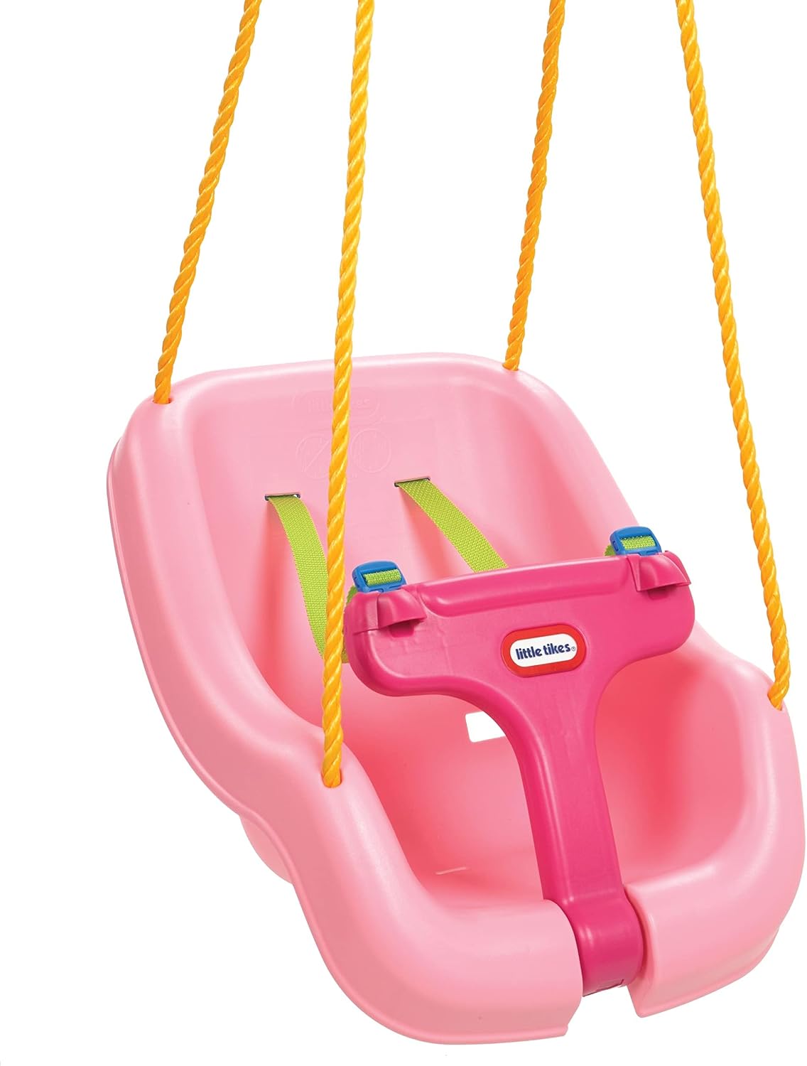 Little Tikes Snug 'n Secure Pink Swing with Adjustable Straps, 2-in-1 for Baby and Toddlers Ages 9 Months - 4 Years,16"D x 16.3"W x 17"H