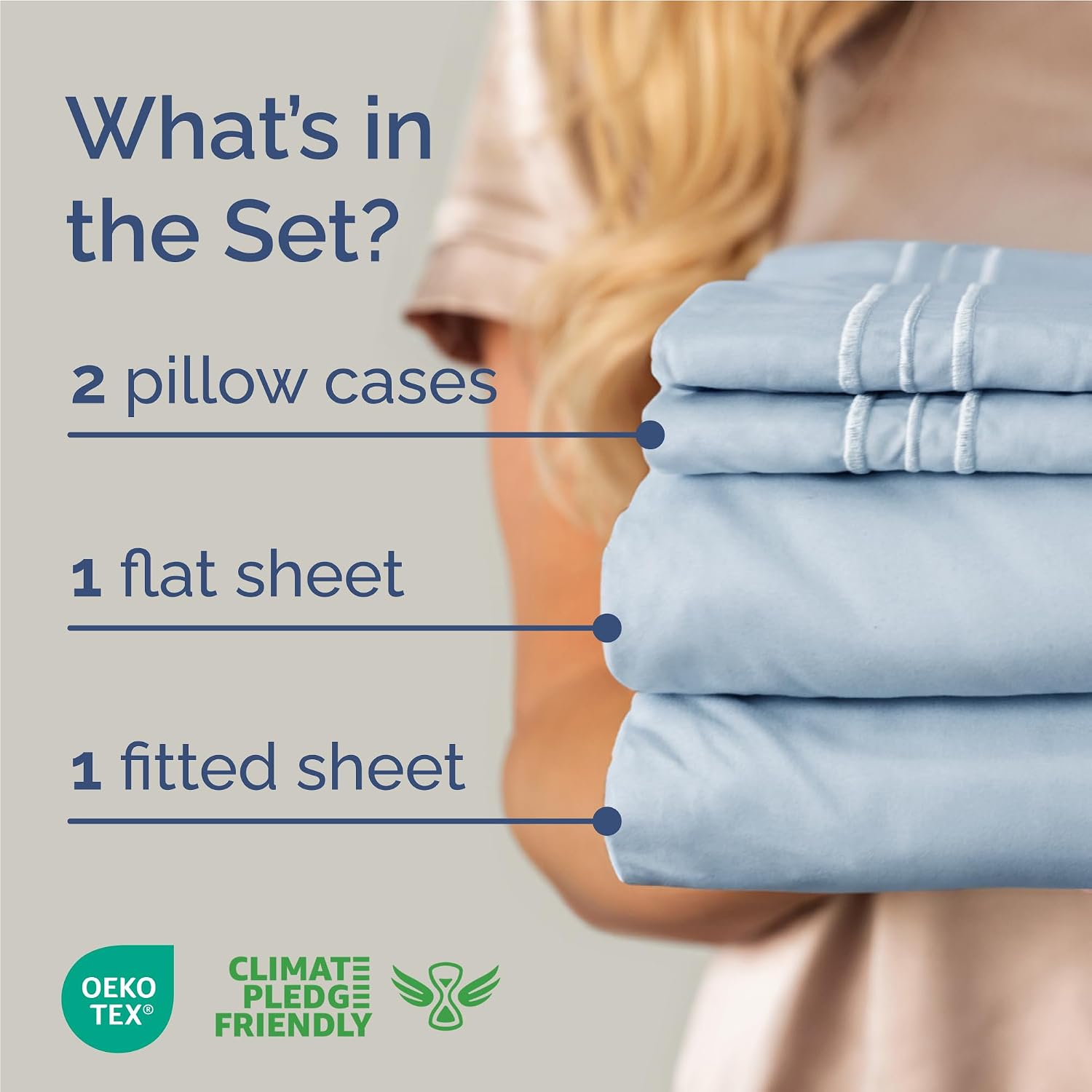 Full Size 4 Piece Sheet Set - Comfy Breathable & Cooling Sheets - Sky Blue