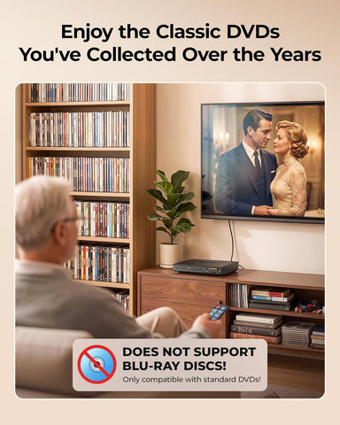 ELECTCOM PRO Region-Free DVD Player for TV, with Large Button Remote