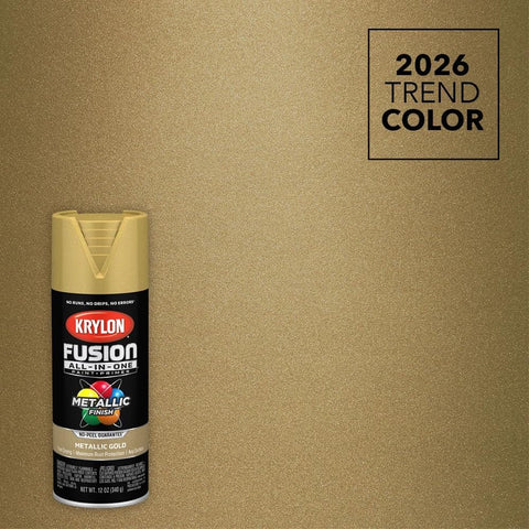 Krylon Fusion All-In-One Adhesive Spray Paint for Indoor/Outdoor Use, 12 oz, Gold