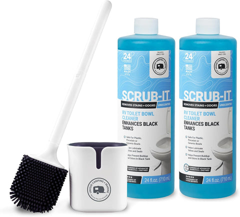 Unique Scrub-It Liquid RV Toilet Cleaner & Brush Bundle, 24 oz 2-Pack