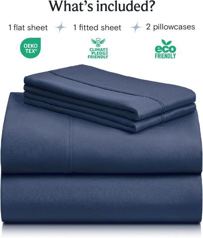 Queen Size Sheet Set, Cooling & Soft Deep Pocket Bed Sheets, 4PC