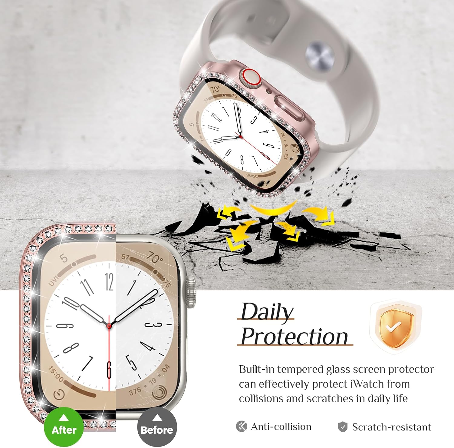 Goton 2-Pack Bling Case with Screen Protector for Apple Watch 44mm
