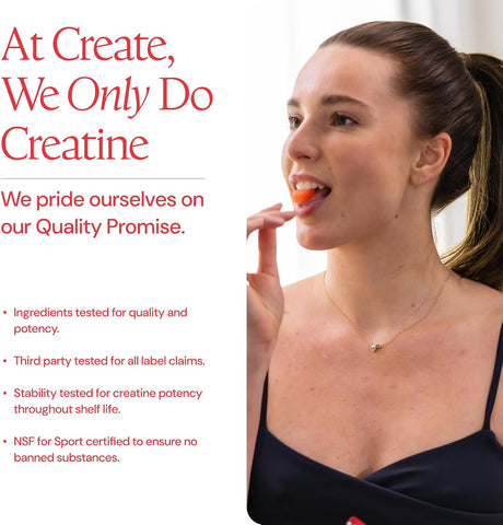 Create Creatine Monohydrate Gummies for Men & Women, Boost Focus, Strength, and Endurance, Anti-Melting Formula, Vegan, Gluten-Free, Non-GMO, 1.5g of Creatine per Gummy (Sour Cherry)