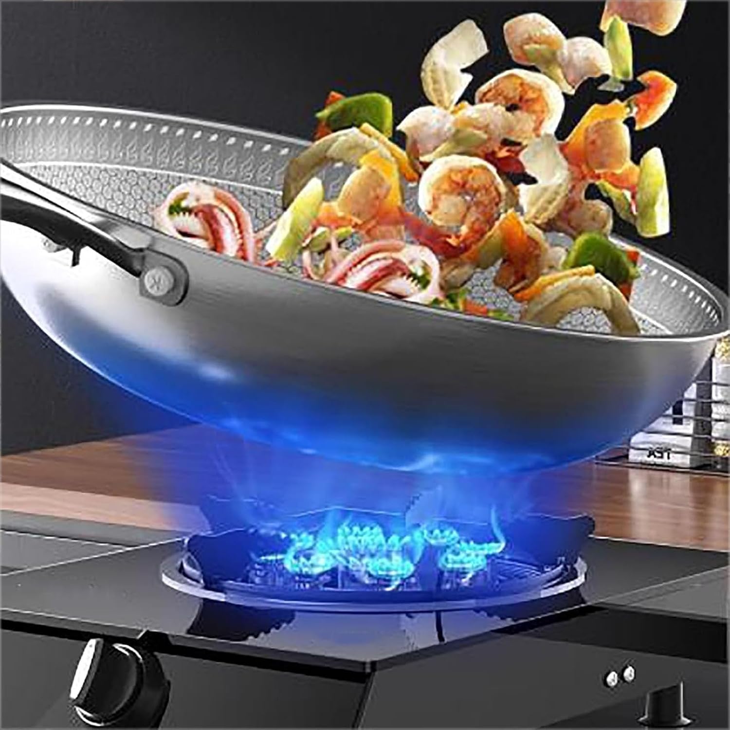 Indoor Portable Gas Stove - Single Burner Gas Hob Table Top, Electronic Ignition Multi-level Adjustment Gas Ranges, Tempered Glass Camping Stove, for Caravan Black Freestanding Cooktop Outdoor(A-3.6KW