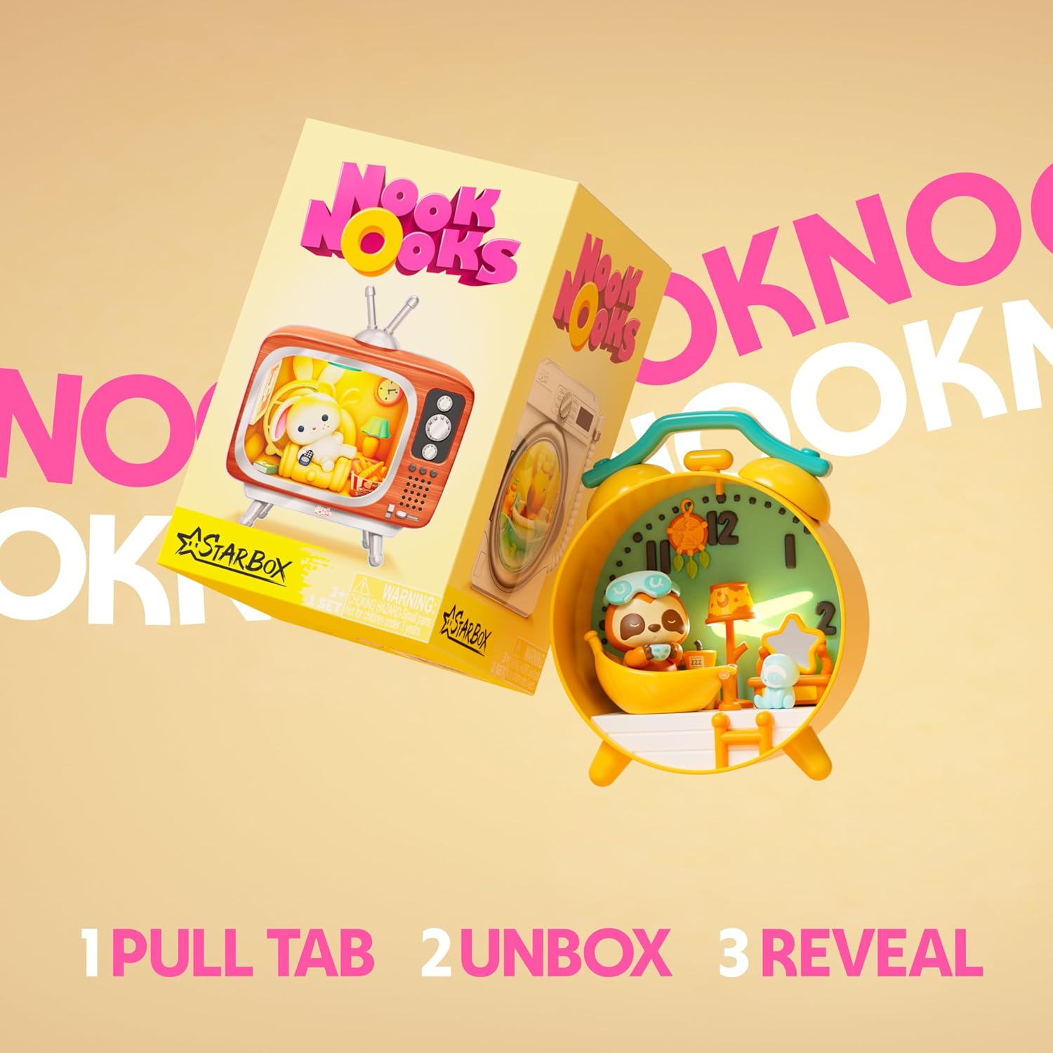 STARBOX Nook Nooks Series 1 Blind Box Collectible Mini Collectible Animal Figurines with Themed Scenes and Surprise Accessories, Toy for Ages 3+.