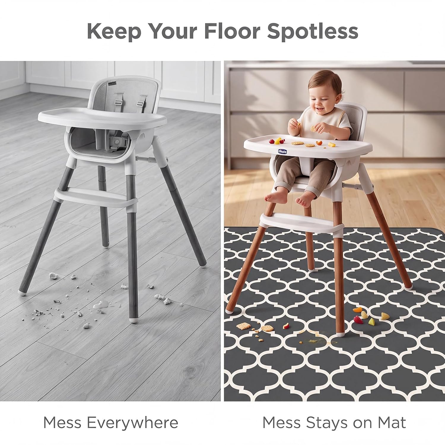 Splat Mat for Under High Chair, Waterproof Washable High Chair Floor Mat