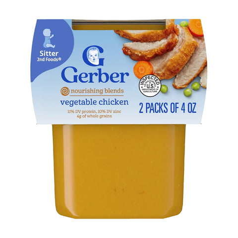 Gerber Stage 2 Vegetable and Chicken Baby Food, 4 Oz, 16 Pack