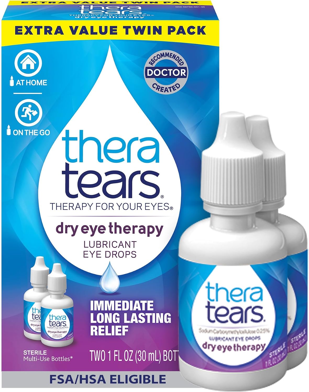 TheraTears Dry Eye Drops, Lubricating, 1 Fl Oz, 2 Pack