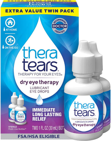 TheraTears Dry Eye Drops, Lubricating, 1 Fl Oz, 2 Pack