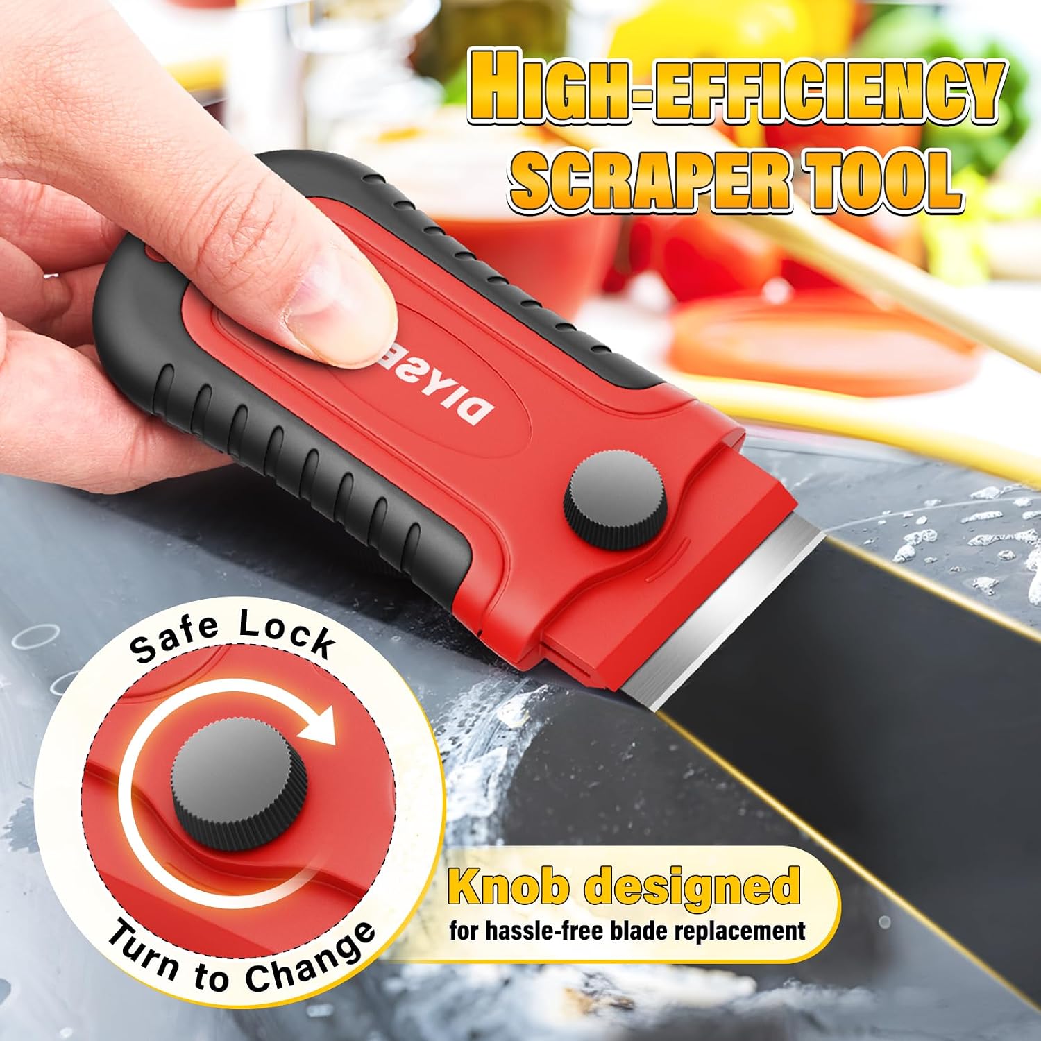DIYSELF 2 Pack Razor Blade Scrapers with 30 Blades, Paint Scraper Tool