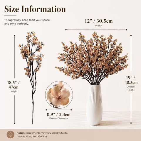 Mandy's 6 Bundles Artificial Light Brown Baby’s Breath Flowers
