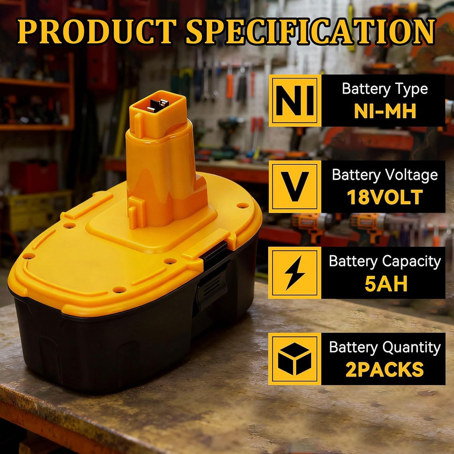 Upgraded 18V Replacement Battery for Dewalt 18V XRP Type Tools 2-Pack