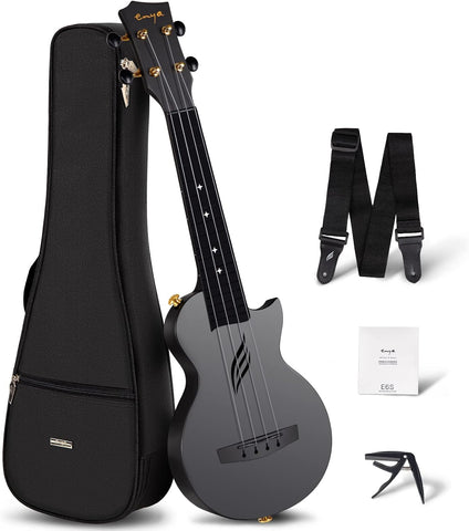 Enya NOVA U MINI 21-Inch Carbon Fiber Soprano Travel Ukulele, Black