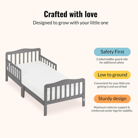 Dream On Me Classic Design Toddler Bed, GREENGUARD Gold, Steel Grey