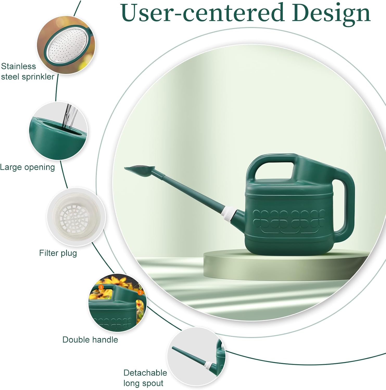 2 Gallon Watering Can, Large Garden Watering Can for Outdoor Plants