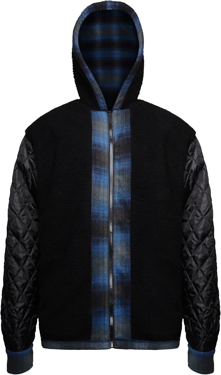 Gary Com Heavy Thick Flannel Plaid Jacket Sherpa Fleece Lined Hoodies for Men Zip Up Winter Warm Coat Zipper Sweatshirt
