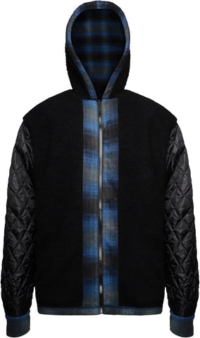 Gary Com Heavy Thick Flannel Plaid Jacket Sherpa Fleece Lined Hoodies for Men Zip Up Winter Warm Coat Zipper Sweatshirt