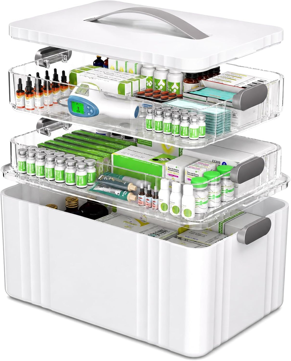 ARSTPEOE 3-Tier Medicine Organizer - Portable Medicine Cabinet with Handle