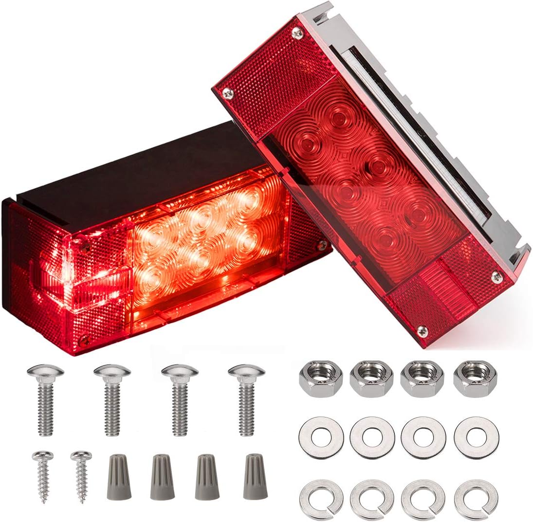 CZC AUTO 2PCS 12V LED Submersible Low Profile Rectangular Trailer Lights