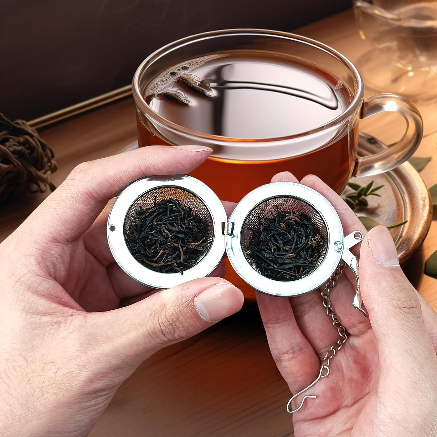2Pcs Tea Infuser, 2.1 inch Tea Ball with Planet Cat Pendant,Tea Strainer