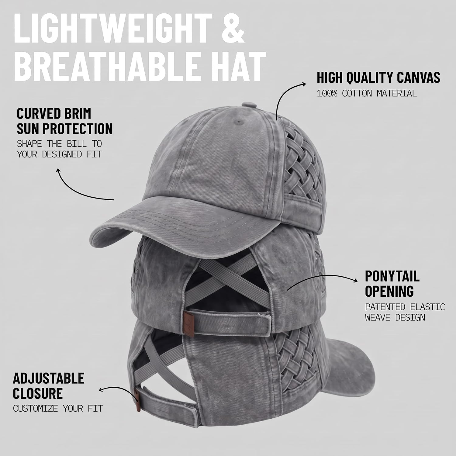 Funky Junque Criss Cross Ponytail Cap, Messy Bun Distressed Baseball Hat