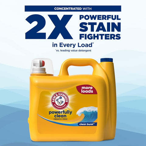 ARM & HAMMER Liquid Laundry Detergent, Clean Burst Scent, 174 Fl Oz