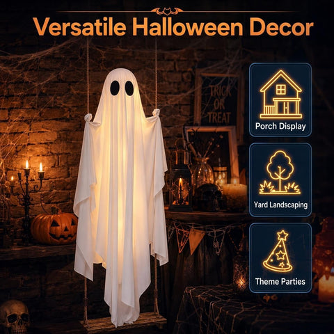 Halloween 4.3 FT Large Hanging Swing Ghost Decorations