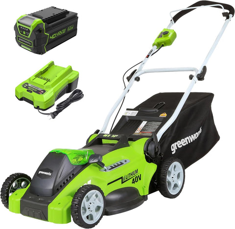 Greenworks 40V 16in Push Lawn Mower, 4.0 Ah Battery and Charger