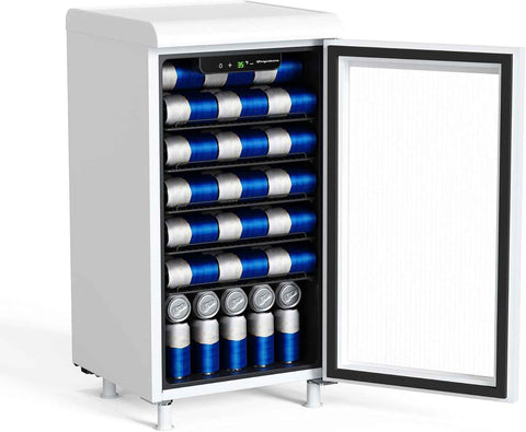 Frigidaire, 3.0 cu ft, 87 Can/26 Bottle Retro Cooler, Wine/Beverage Center Fridge, Built-in Bar Top, Fluted Glass Door