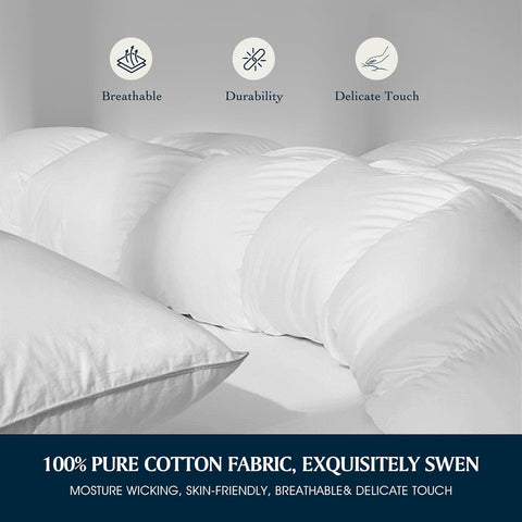 Serta Goose Feather Down Fiber Comforter Twin Size - 100% Cotton Cover Duvet Insert - Hotel Luxury Hypoallergenic Bedding Comforter Light Warmth 68 x 90 Inch White